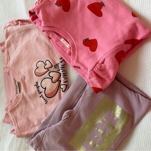 Three Tops, Pink and Purple Heart and Love Themed Tops